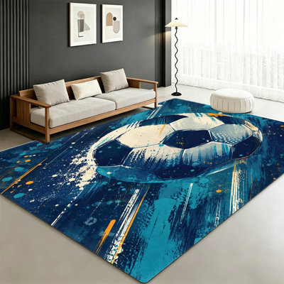 Tapis de soccer à imprimé éclaboussures, décor dynamique sur le thème du sport, espace lavable antidérapant pour le salon, la chambre à coucher, les amateurs de sport et la coupe du monde de soccer