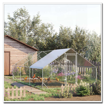Grand poulailler en métal avec couvercle imperméable et anti-UV PawHut