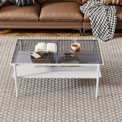 Table basse en verre durable - Design moderne, pieds de support en métal et panneau inférieur en MDF de haute qualité