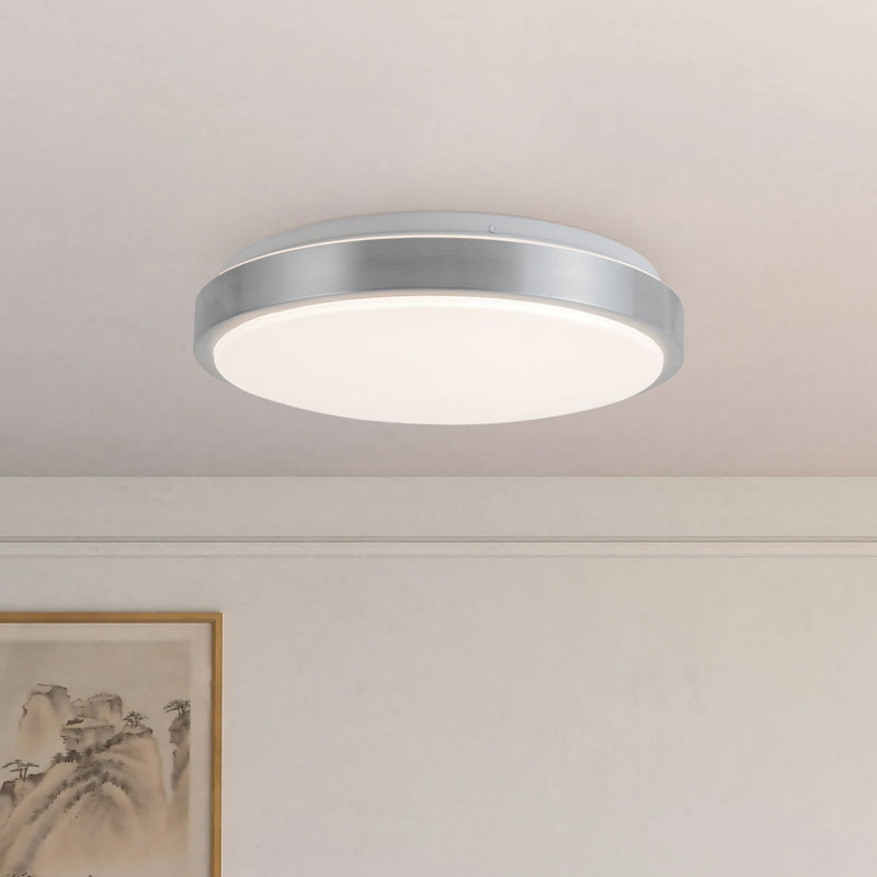 Yanis 16-in Black dimmable LED Flush Mount, Nickel