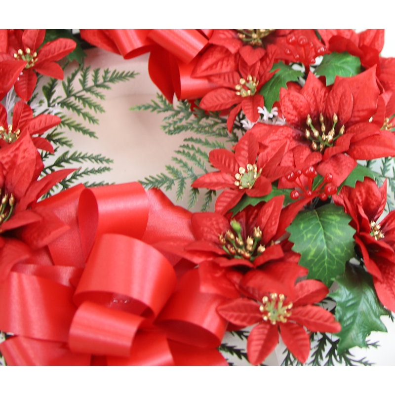 Faux Poinsettia 18'' Wreath