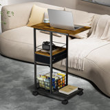 Modern 3 Tier End Table Rack Side Table Cart With 360 Rolling Wheels & Drawer