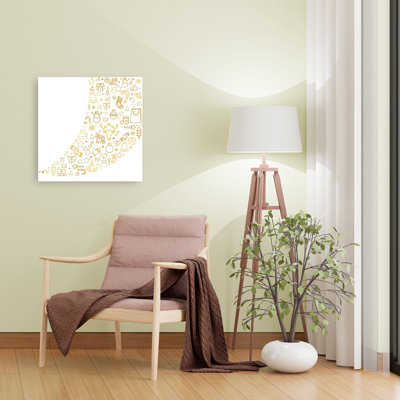 «Golden Holiday», impression d'arbre de Noël abstrait minimaliste moderne, paysage d'hiver