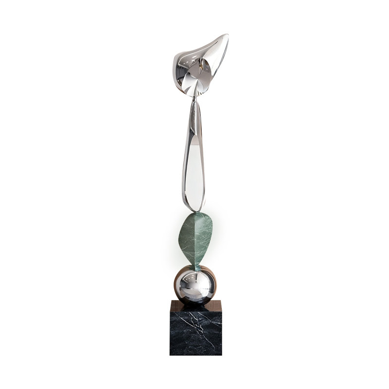 Objet de décoration moderne en verre et acier, Silver