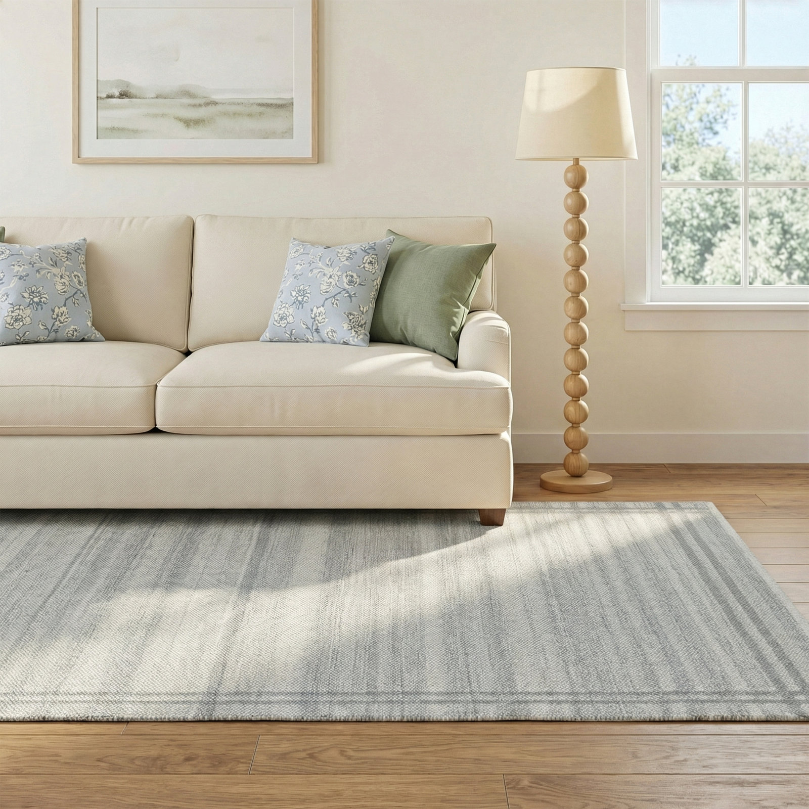 Lavande Hand-Woven Striped Area Rug, Rectangle 5' x 7'6"