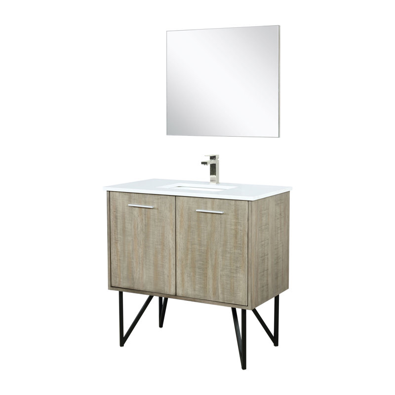 Ensemble de miroir de meuble-lavabo simple 36 po x P 20 po Lancy, Quartz blanc