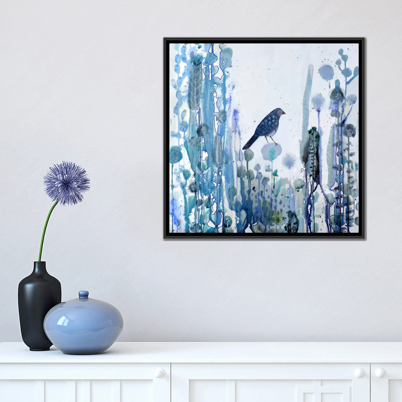 " L'heure Bleue " by Sylvie Demers, 18" H x 18" W x 1.5" D, Black Framed Canvas, No Mat