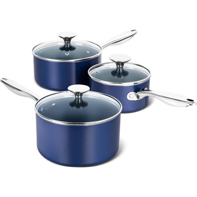 Sauce Pan Sets Ceramic Saucepans With Lids 1Qt & 2Qt & 3Qt Sauce Pans With Lid Nonstick Saucepan Set Pot With Stainless Steel Handle Oven Safe