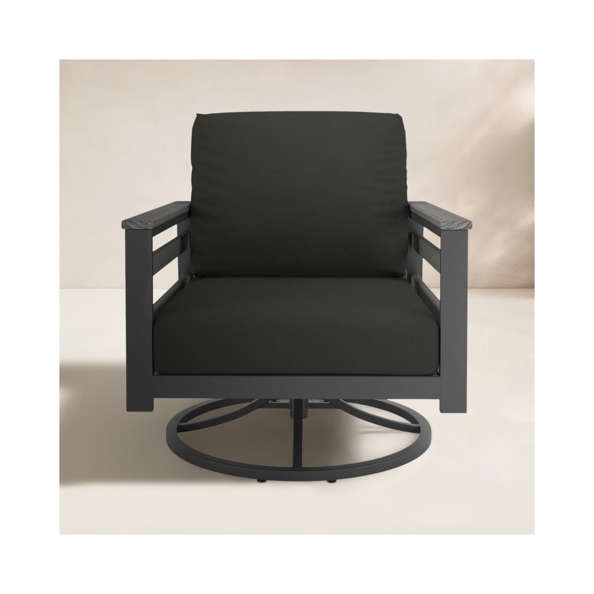 Townsend Metal Outdoor Swivel Rocking Chair with Sunbrella® Cushion, Gray,  Canvas Black