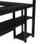 Lit superposé double au-dessus de simple avec bureau et tablettes, plusieurs emplacements, avec DEL et USB, noir
