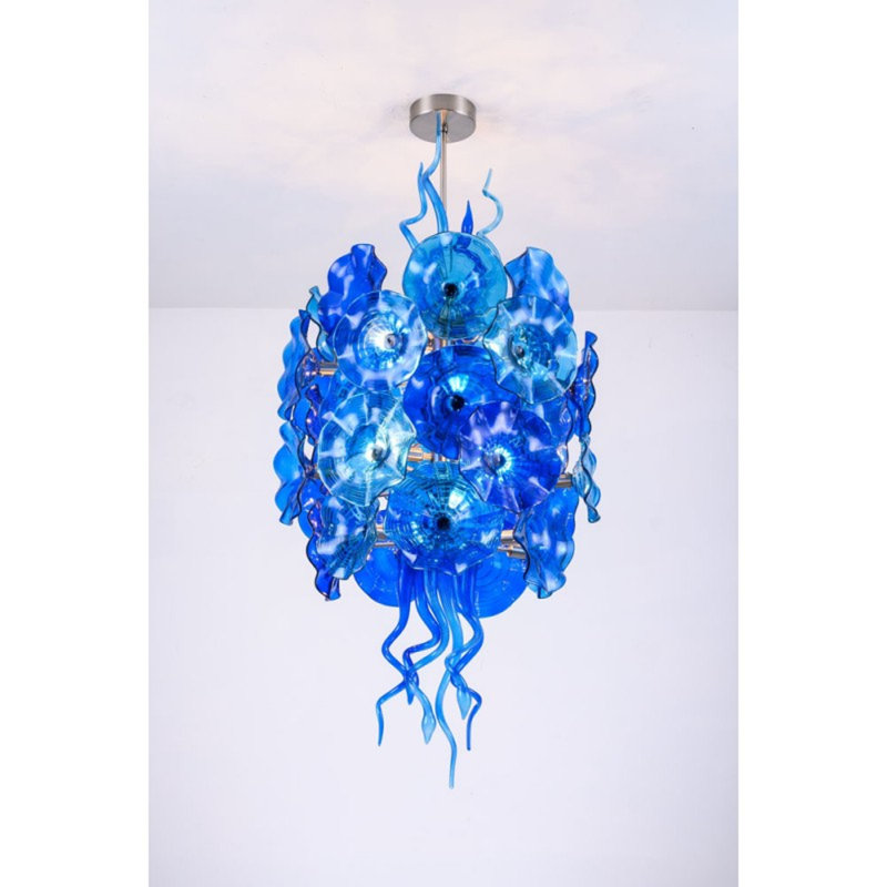 Lustre à fleurs Alan Mizrahi, Étain, Rouge / blanc, 24" Wide x 48"  Height