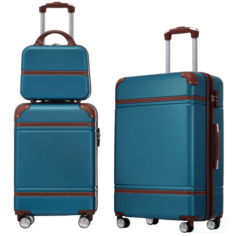 Valise à roulettes Hardshell 3 pièces 20 "+24" Valise avec serrure TSA légère, bleue, H 26,35 po x l 17,13 po x P 11,29 po