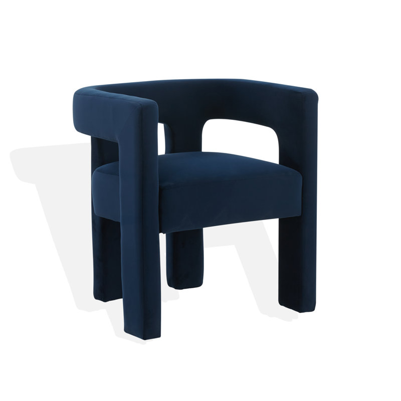 Scott 18.3'' H Leather Upholstered Armchair, Navy Velvet
