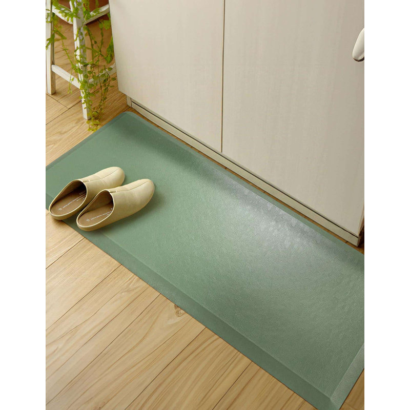 Bodington Modern Solid Color Water Resistant Non-Skid Kitchen Mat, Rectangle 2' x 3', Green