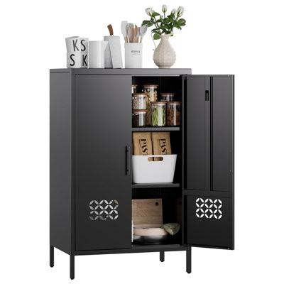 42" H Metal Pantry Cabinet, Kitchen Pantry Storage Cabinets With 2 Shelves, For Home Office Bathroom, Required Assembly by August Grove