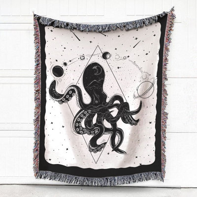 Octopus And Planets 100% Cotton Throw