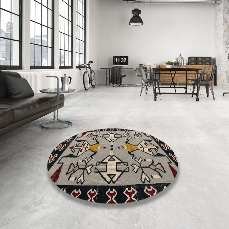 Tapis 100% abstrait 4428 lavable à la machine, Rond 3 pi