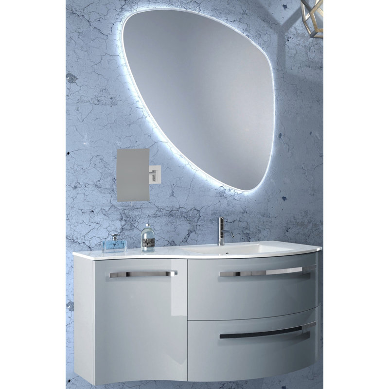 Chrome Minimalist Rectangular Wall Mounted Magnifying Mirror