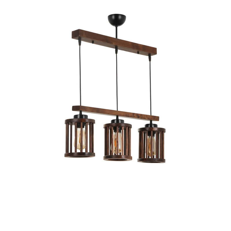 Luminaire suspendu pour îlot de cuisine à 3 lumières Neive, Marron foncé