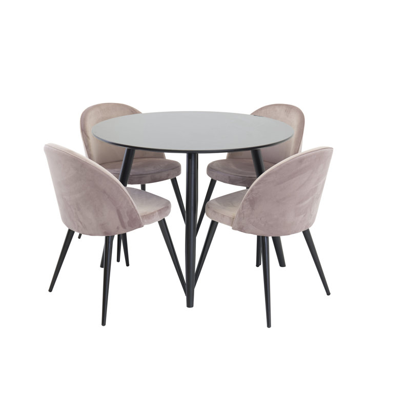 Akeema 4 - Person Dining Set, Dusty Pink