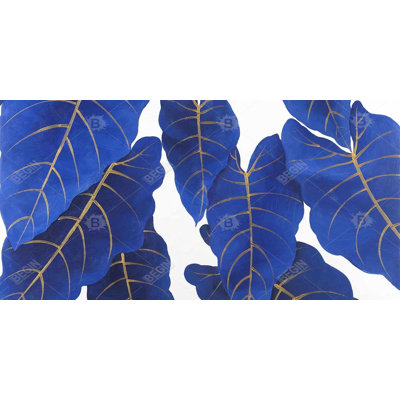 Tropical abstract blue leaves - 15.75"x31.50" Desk mat