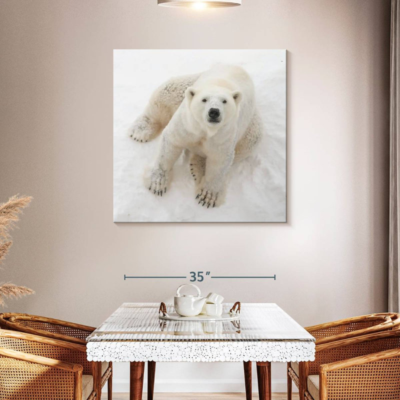 Crowle Polar Bear In Snow, H 39 po x l 39 po