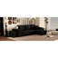 Canapé-lit d'angle moderne avec méridienne de rangement et 2 tabourets, tissu gris anthracite pratique