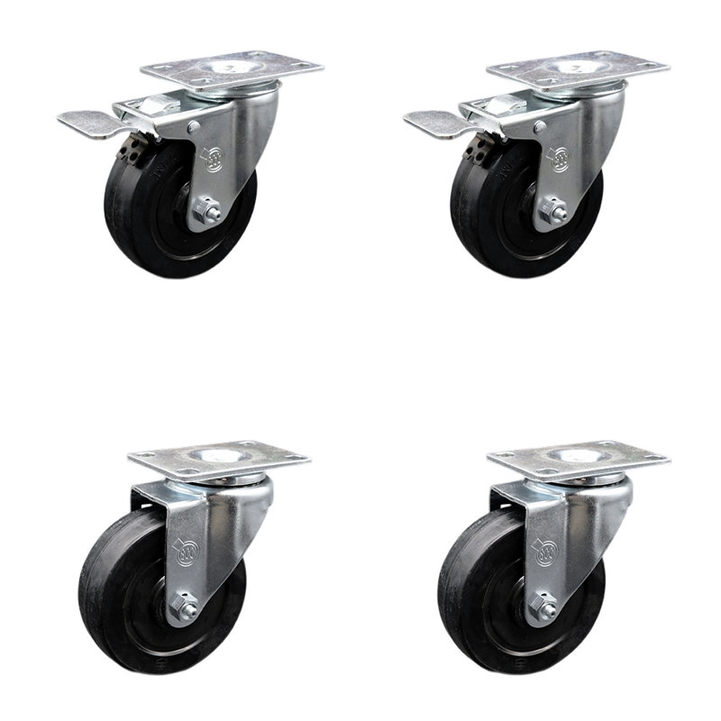 Ensemble de roulettes en caoutchouc souple 4 pouces SS 2