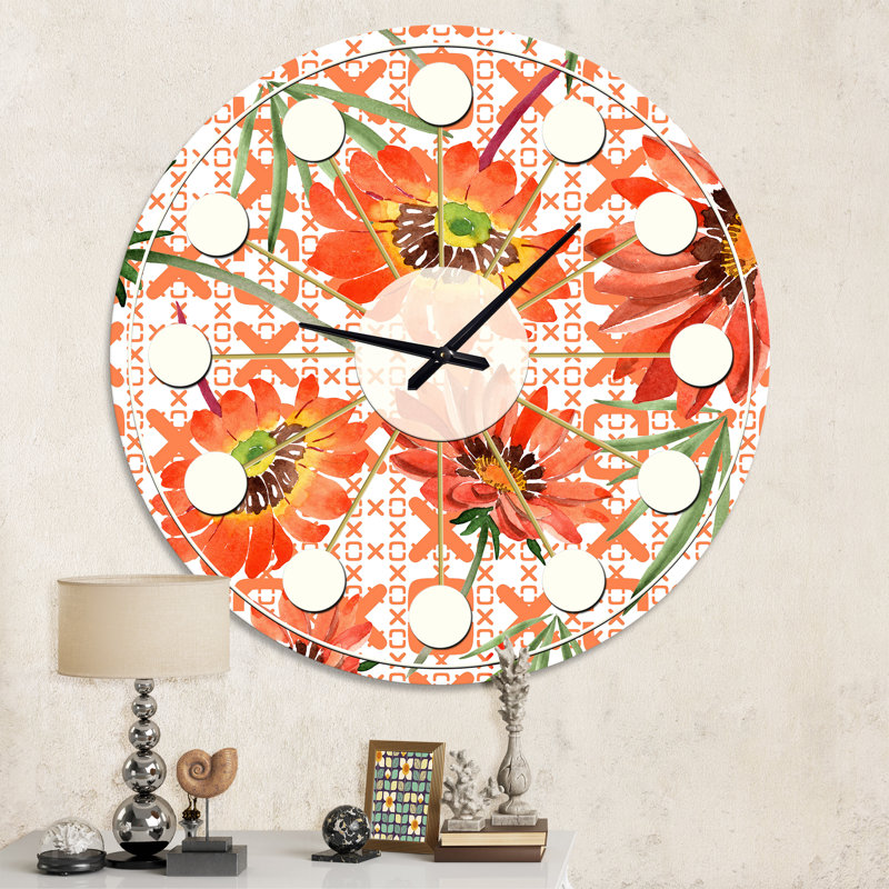 Horloge murale Floral Botanical Retro I - Mid-Century, Moyenne