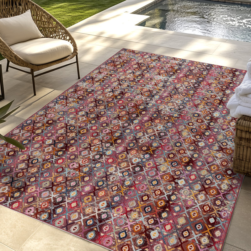 Tapis bohémien marocain multicolore Marsetta Zari, Rectangle 6 pi 6 po x 9 pi 6 po