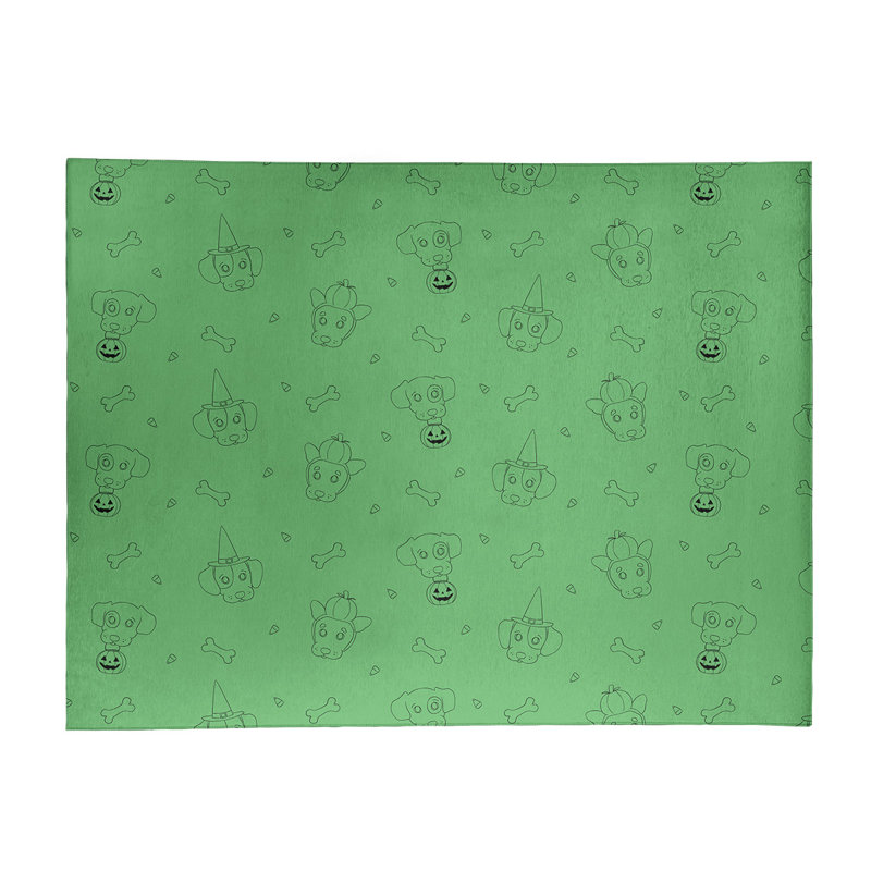 Tapis de zone verte fait main, Rectangle 9 pi x 12 pi