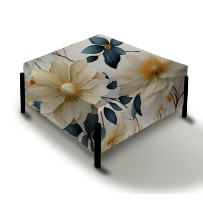 Earthy Elegance Boho Pattern V - Floral Large Square Ottoman