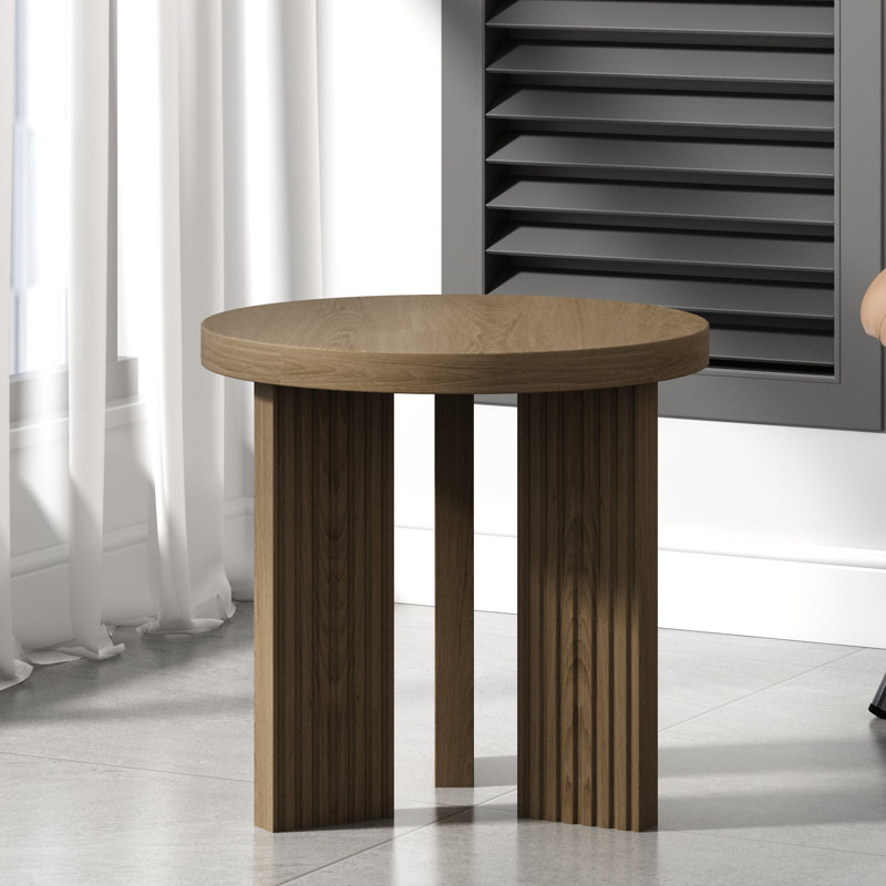Mid-Century Modern Round End Table, Brun