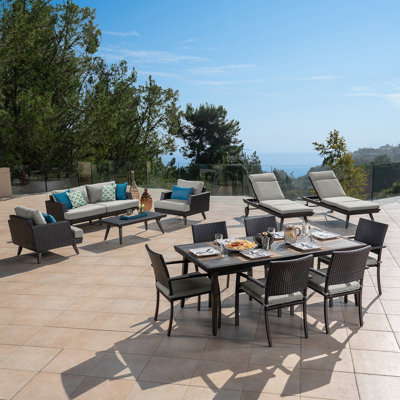 Ehrenfried Premium All-Weather Wicker 12 - Person Patio Conversation Sets with Sunbrella® Cushions