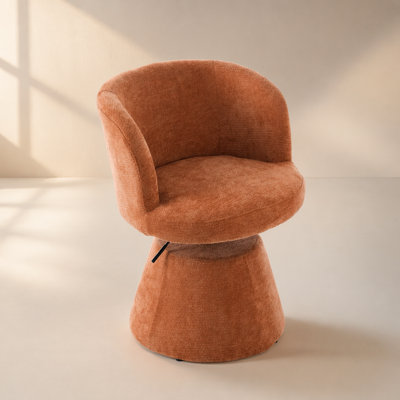 Adjustable Height 360° Swivel Bar Stool, Modern Chenille Upholstered Dining Chair, Ergonomic Vanity Chair for Kitchen and Bedroom