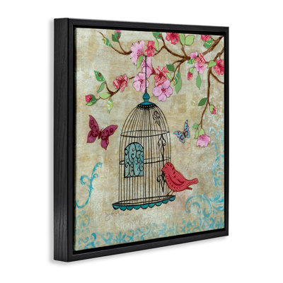 Cadre flottant Spring Fling Bird Scene, design par Janet Tava