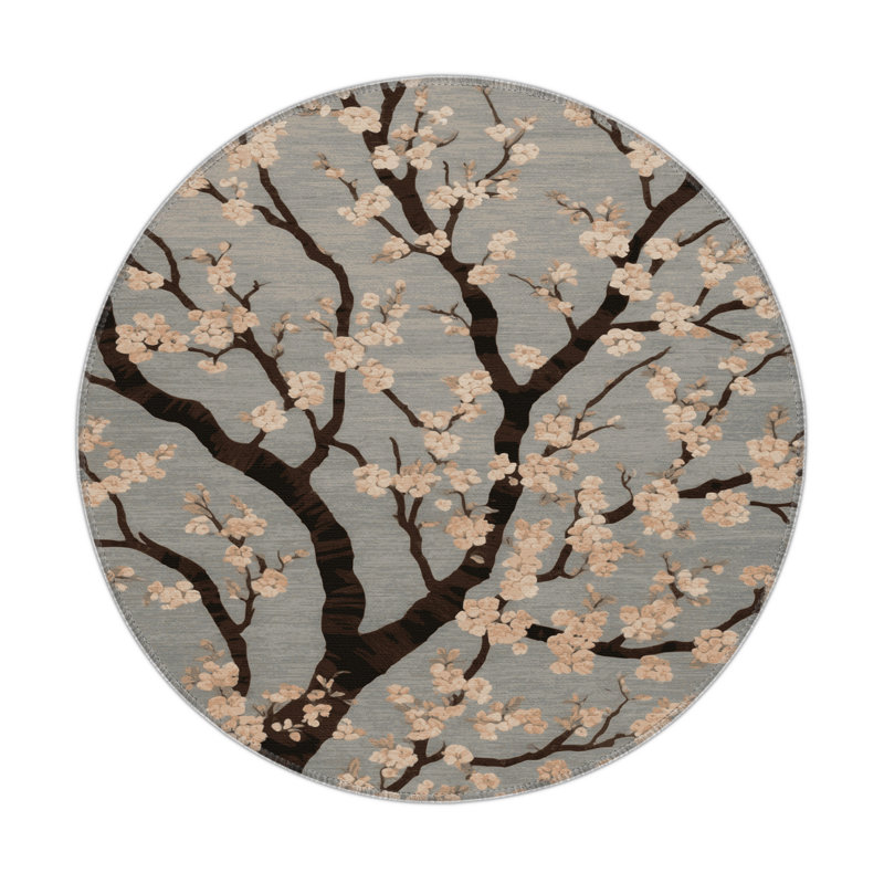 Botanical Gray Indoor and Outdoor Area Rug, Rectangle 3' x 5'