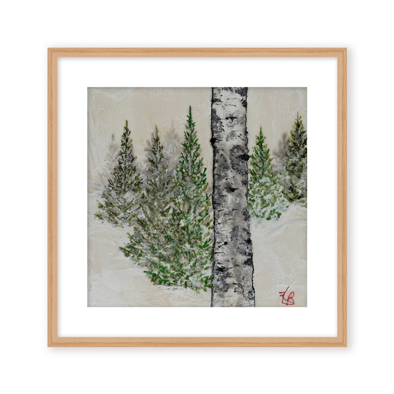 Nature Inspired "Wintered Pines" Canvas Wall Art By , 20" H x 20" W, Framed Print, Beige