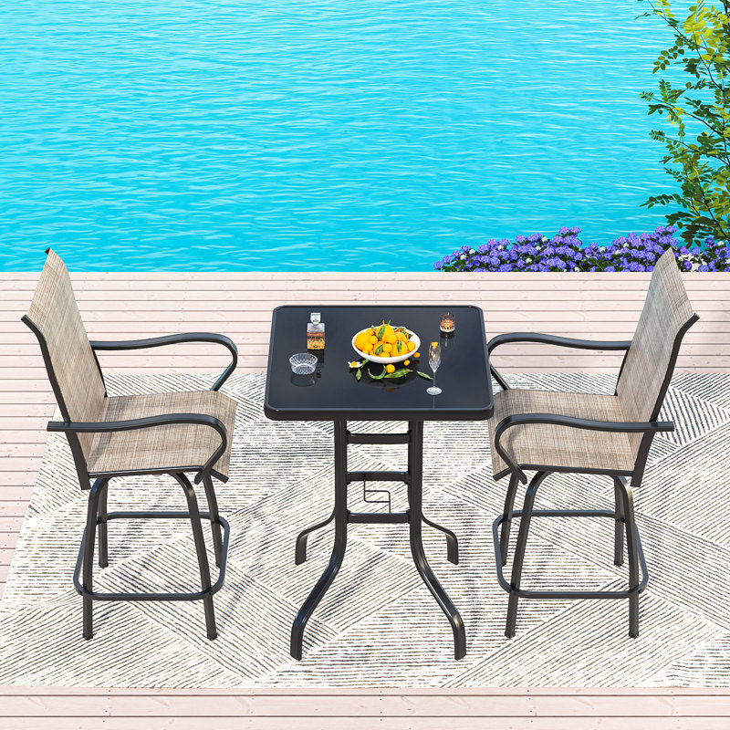Square Glass Outdoor Bar Table