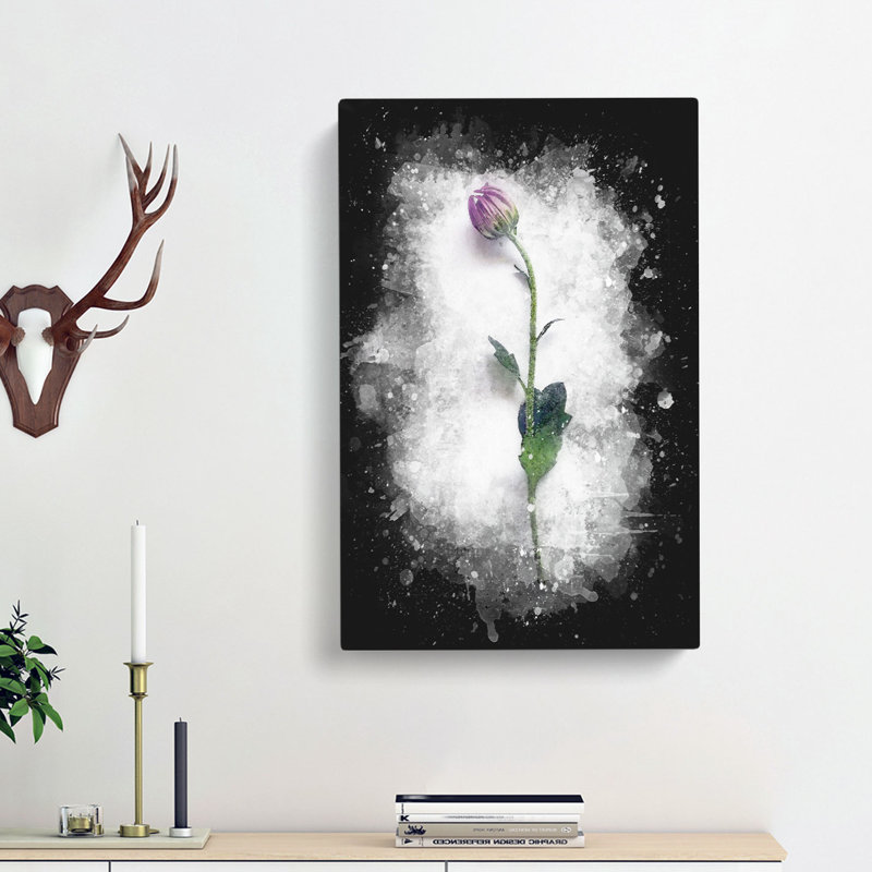 A Single Purple Flower - Wrapped Canvas, 76cm H x 50cm W x 3cm D