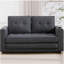 Canapé-lit futon convertible 3-en-1, causeuse capitonnée gris foncé avec canapé-lit escamotable, canapé-lit pliable avec poches latérales et porte-gobelet pour petits espaces