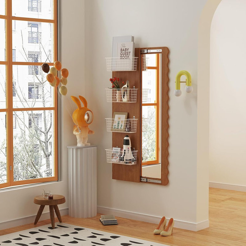 Ensemble de 4 paniers métalliques - Blanc - Très grand organisateur mural suspendu, paniers de rangement muraux, tablettes rustiques pour la maison, la cuisine et la salle de bain