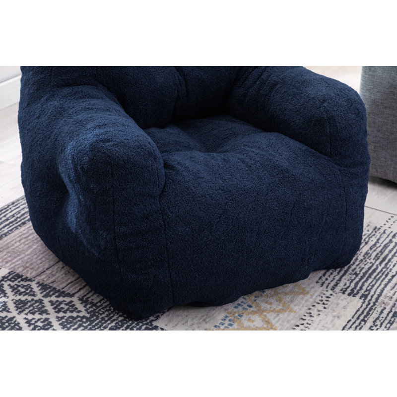 Fauteuil à billes 39,37 po Almon, Dark Blue Teddy Fabric