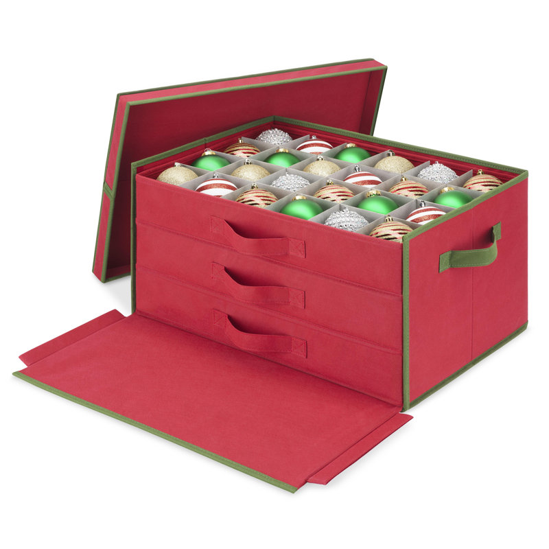 Whitmor Storage Box with Removable Trays - Red w/Green Trim