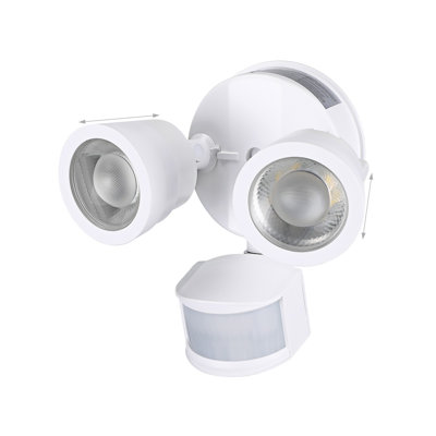 25-Watt White Outdoor Integrated LED Dual-Head Motion Sensor Security Light, 2500 Lumens, 5000K Daylight