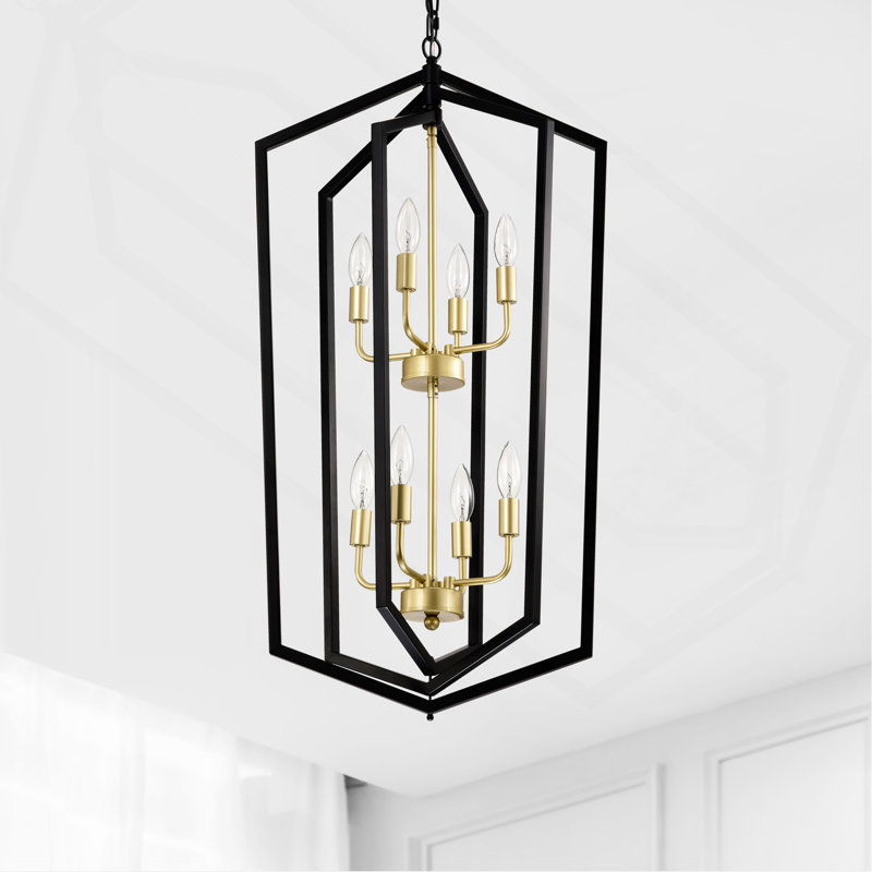 Luminaire suspendu moderne en métal 8 lumières, H 33,54 po x l 18,11 po x P 18,11 po, 8 lumières