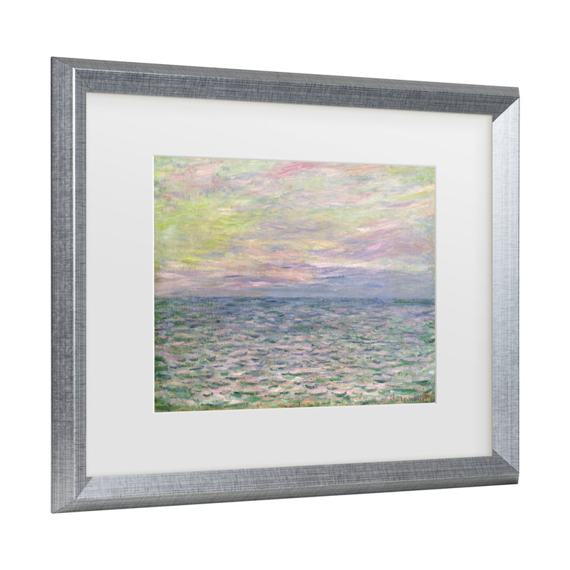 «Coucher De Soleil A Pourville» par Claude Monet, H 14,5 po x l 17,5 po x P 0,75 po, Argent