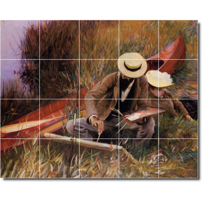 40" x 32" Ceramic Painting Decorative Mural Tile 8" x 8"