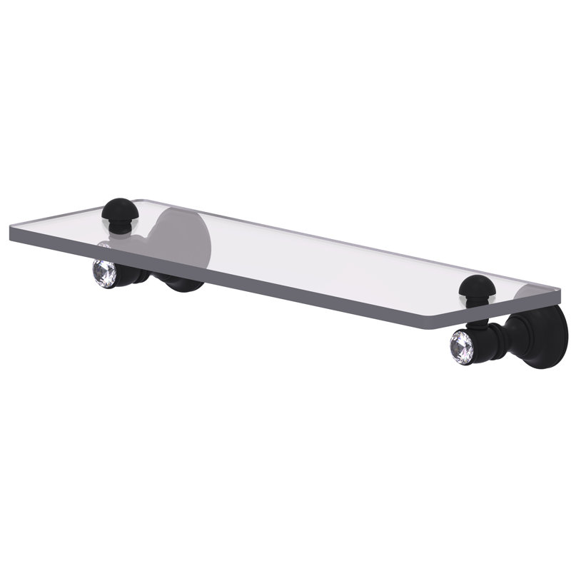 Hertz Glass Bracket Shelf, 2.4" H x 16" W x 5.54" D, Matte Black