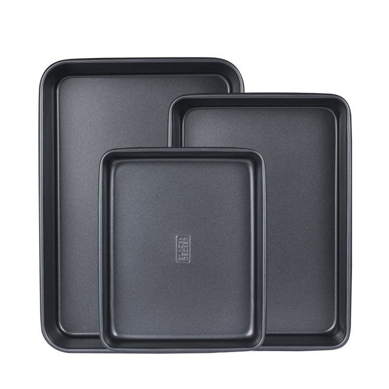 Ensemble de 3 moules à cuisson en acier au carbone, ensemble rectangulaire de 0,8 mm antiadhésif en acier au carbone Black + Decker
